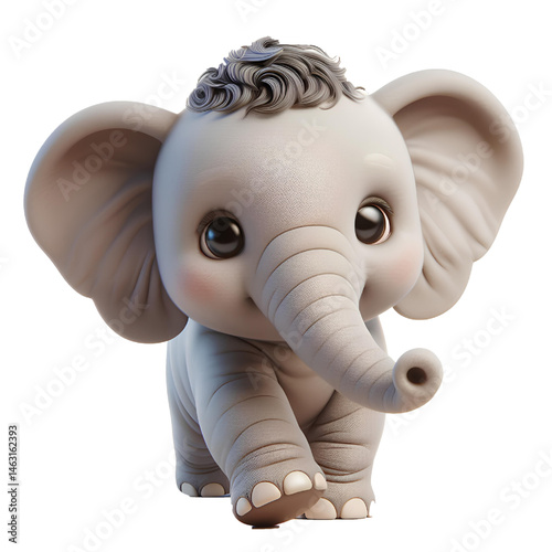 Cute 3d elephant isolated on white background