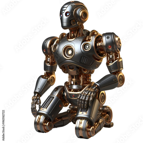 blue screen robot 3d render