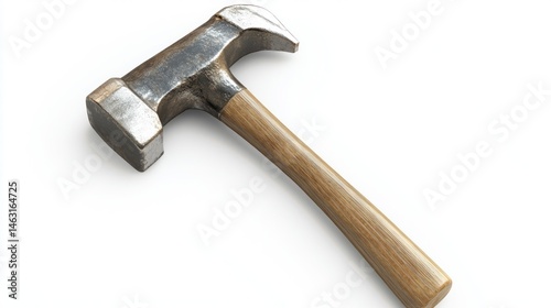 Heavy-duty hammer with wooden handle photo