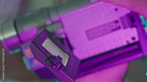 Retro VHS Camcorder in Neon Light