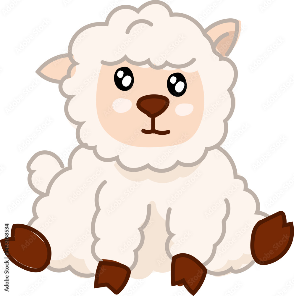 Fototapeta premium Sheep cartoon animal front view vector illustration