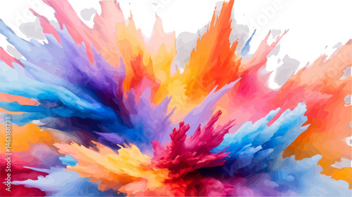 Wallpaper Mural Colorful Abstract Paint Splash, Vivid Ink Explosion with Bright Multicolor Streaks on White Background Torontodigital.ca