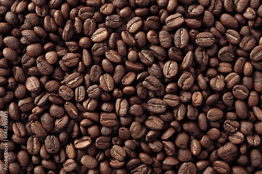 Fototapeta premium Roasted Coffee Beans Background Showcasing Rich Texture and Aromatic Potential