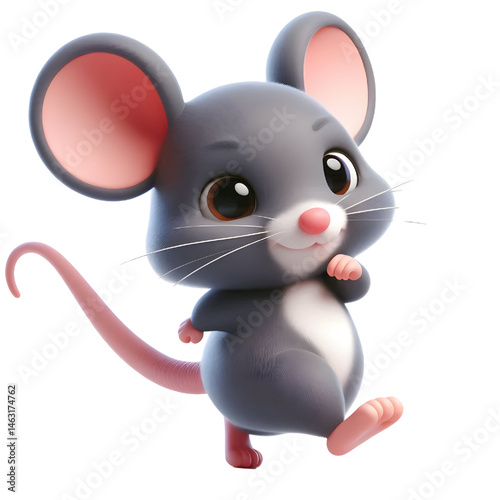 Cute 3d mouse isolated on white background