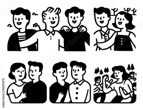 Playful Doodle Illustrations of People in Various Social Settings