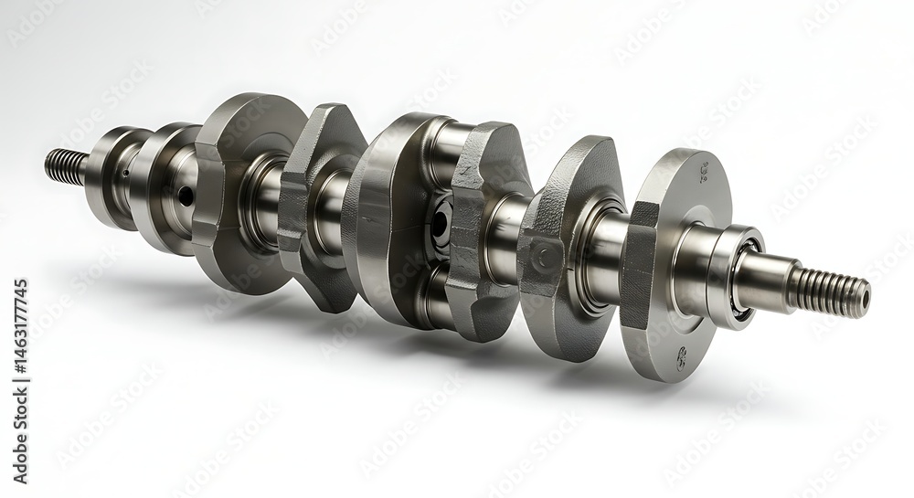 Fototapeta premium Shiny Automotive Crankshaft Isolated on White Background for Car Engine Components