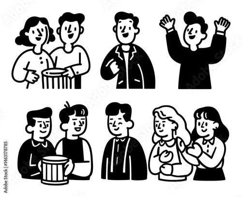 Engaging Cartoon Characters in Various Social Interactions and Activities