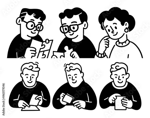 Engaging Cartoon Doodles of People Sharing Creative Moments