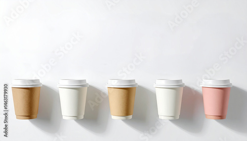 Wallpaper Mural Minimal Coffee Cups on White Background Torontodigital.ca