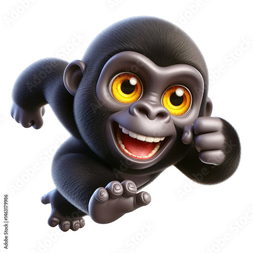 Cute 3d gorilla isolated on white background