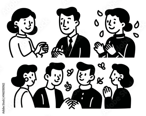Engaging Cartoon Doodle of People Communicating and Sharing Emotions