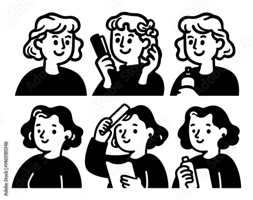 Charming Cartoon Doodle Characters Engaging in Various Activities