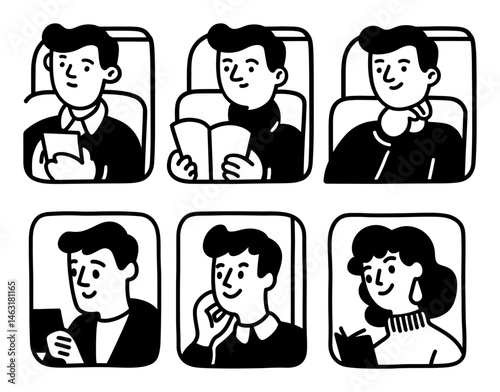 Expressive Cartoon Characters Engaged in Various Activities
