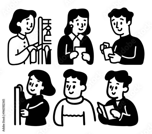 Cartoon Characters Engaging in Various Modern Activities and Interactions