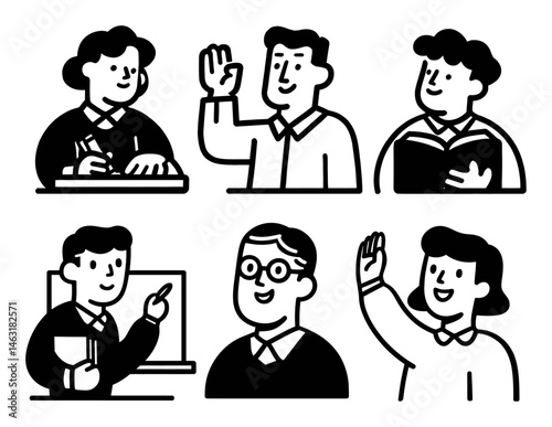 Diverse Illustrations of People in Various Professional Contexts