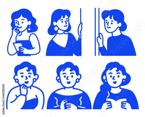 Fun Cartoon Doodle Collection of Female Characters in Various Poses