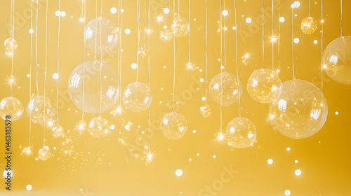 Birthday celebration with pastel balloons and confetti in a butter yellow party background