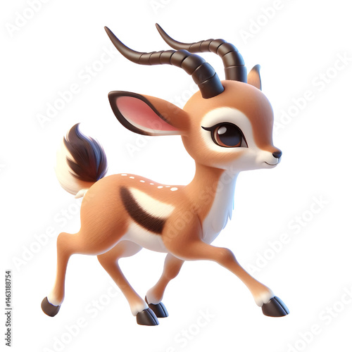 Cute 3d Gazelle isolated on white background
