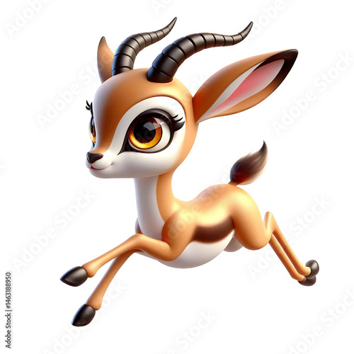 Cute 3d Gazelle isolated on white background