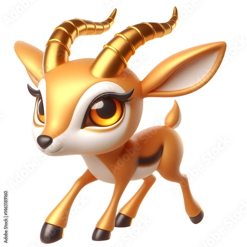 Cute 3d Gazelle isolated on white background