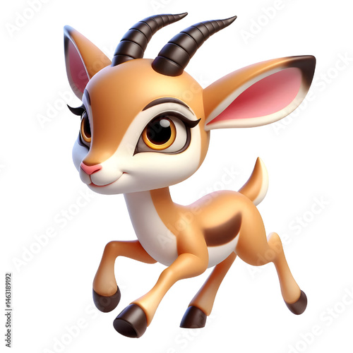Cute 3d Gazelle isolated on white background