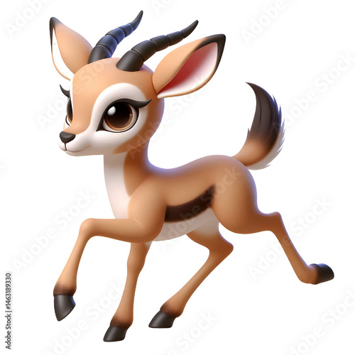 Cute 3d Gazelle isolated on white background