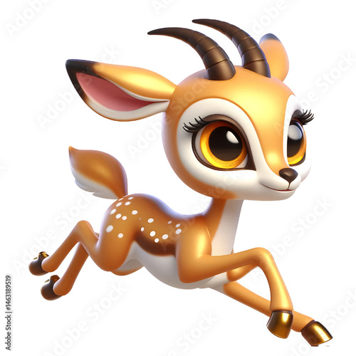 Cute 3d Gazelle isolated on white background