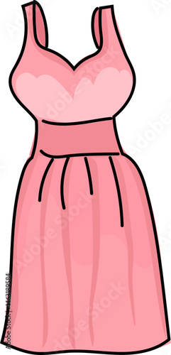 Pink dress cartoon fashion clothing vector illustration