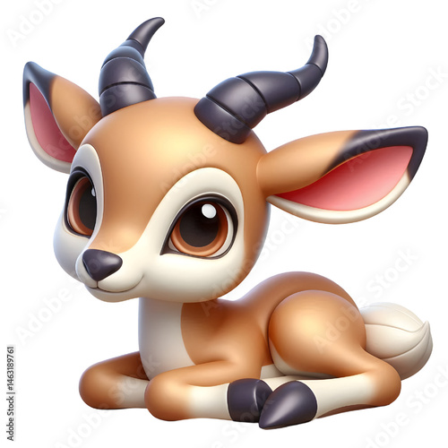 Cute 3d Gazelle isolated on white background