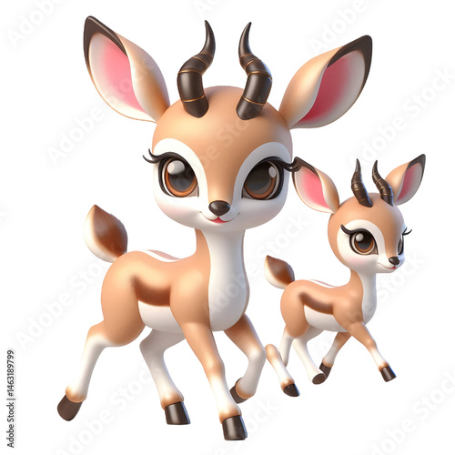 Cute 3d Gazelle isolated on white background