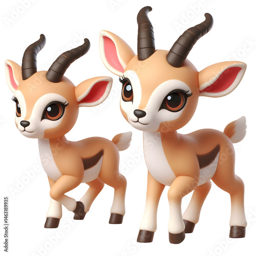 Cute 3d Gazelle isolated on white background