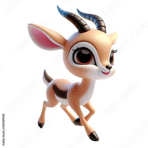 Cute 3d Gazelle isolated on white background