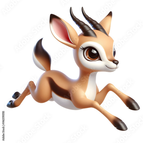 Cute 3d Gazelle isolated on white background