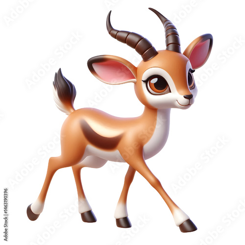 Cute 3d Gazelle isolated on white background