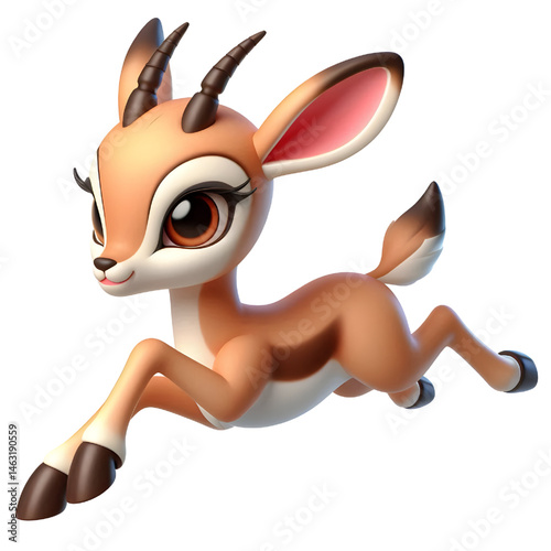 Cute 3d Gazelle isolated on white background