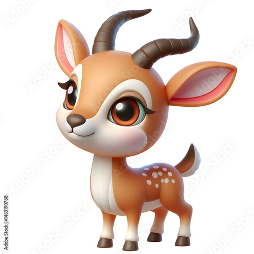 Cute 3d Gazelle isolated on white background