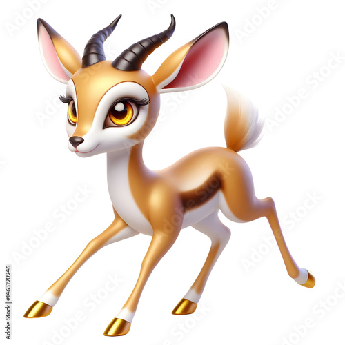 Cute 3d Gazelle isolated on white background
