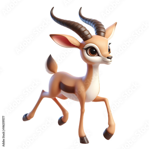 Cute 3d Gazelle isolated on white background