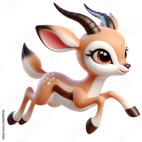 Cute 3d Gazelle isolated on white background