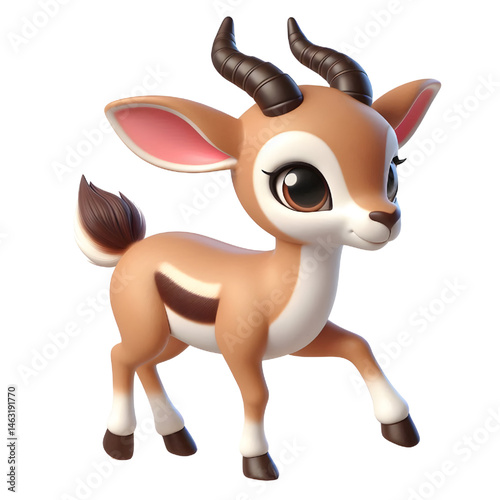 Cute 3d Gazelle isolated on white background