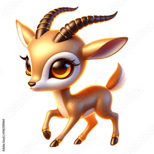 Cute 3d Gazelle isolated on white background