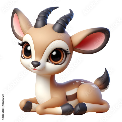 Cute 3d Gazelle isolated on white background