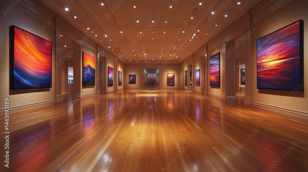 Fototapeta premium Grand museum gallery with abstract art