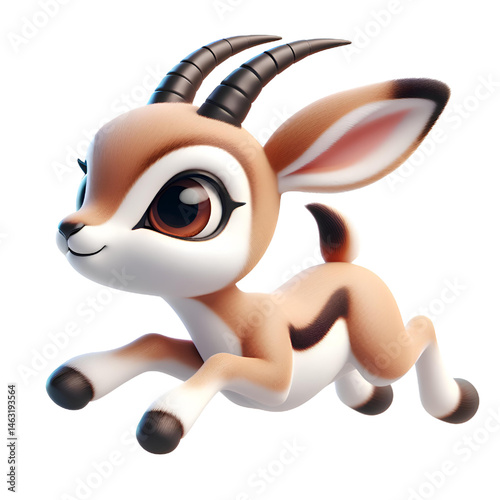 Cute 3d Gazelle isolated on white background