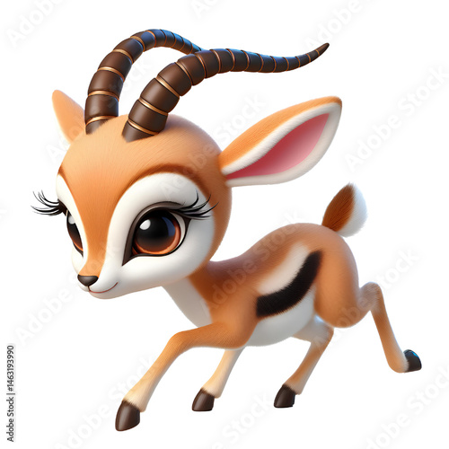 Cute 3d Gazelle isolated on white background