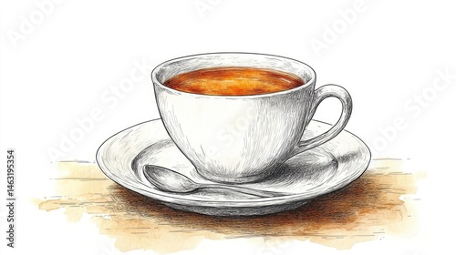 Hand-drawn illustration of a cup of coffee