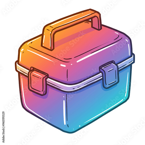 colored plastic lunch box vector isolated on white background 