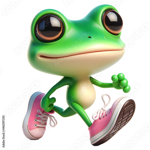 Cute 3d frog isolated on white background