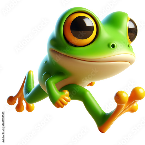 Cute 3d frog isolated on white background