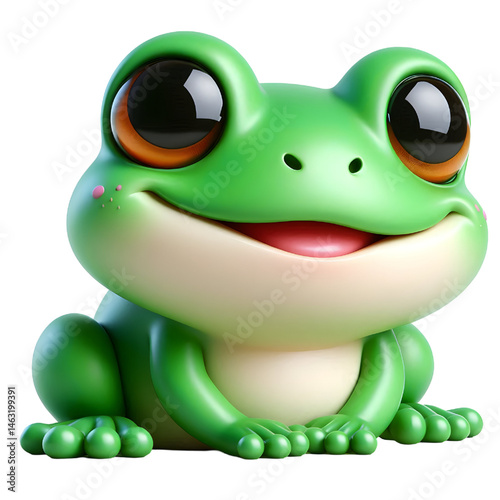 Cute 3d frog isolated on white background
